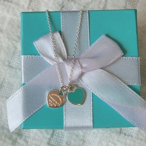 Tiffany & Co. Silver Necklace with Turquoise Heart Charm